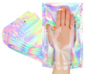 Holographic Custom Print Self-Sealing Bags Aluminum Foil Bag Food Candy Jewelry Crafts And Commodity Packaging Zipper Bags