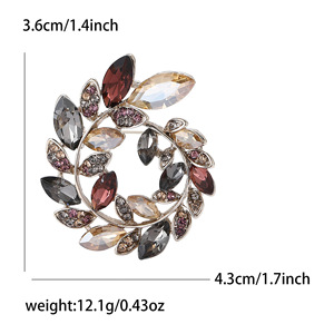 <span class=keywords><strong>Broche</strong></span> Couronne d'<span class=keywords><strong>Olivier</strong></span> en Métal Exquis avec Strass, Plaqué Or, Forme Végétale, Entièrement Sertie de Diamants, pour Vente en Gros de Bijoux - Product Image 5