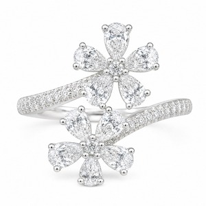 Anello regolabile vintage a forma di goccia con fiore, regalo per donna per l'uso quotidiano o per feste - Product Image 4