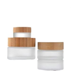 Glass Frosted Jar Bamboo Lid Screw Cap 100ml Cosmetic Skin Care Face <b>Mask</b> & <b>Eye</b> Cream Jars - Product Image 4