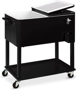 Nevera Portátil <span class=keywords><strong>de</strong></span> 73L, Cubo <span class=keywords><strong>de</strong></span> Hielo Metálico, Carrito Nevera con Ruedas <span class=keywords><strong>para</strong></span> Exteriores - Product Image 3