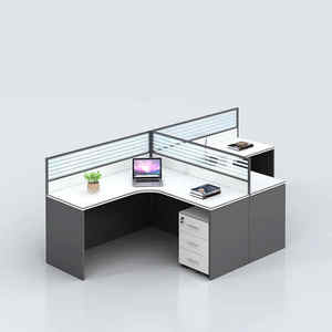 Modern 4 Person <b>Workstation</b> Desk with Metal Frame and MFC Top for <b>Office</b> Tean Collaboration and Efficient Workspace - Product Image 2