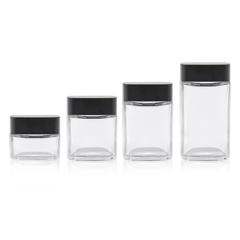 Biologisch Afbreekbaar 1Oz 2Oz 3Oz 4Oz Verzegelde Stash Container Luchtdicht Kruid Pet Dunne Plastic Herb Jar met Dark Deksels