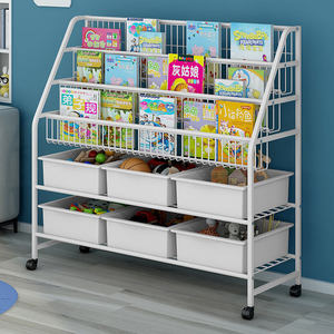 Estante de Almacenamiento de Juguetes Simple para Sala de Estar, Estantería Metálica para Guardería, Caja de Almacenamiento de Plástico, Librería con Ruedas - Product Image 3