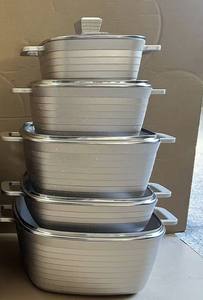 Lot de 10 casseroles carrées <span class=keywords><strong>en</strong></span> aluminium, 20/24/28/32 cm, avec faitout et poêle peu profonde 28 cm, revêtement antiadhésif effet marbre - Product Image 2