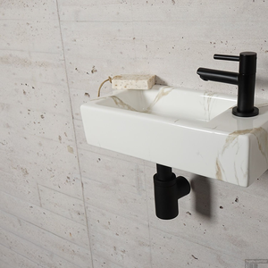 Space Saver Rectangle Marbre Céramique <span class=keywords><strong>Lave</strong></span>-secteur Salle De Bains de lavage Bassin Petit Support Mural Accrocher Évier - Product Image 4