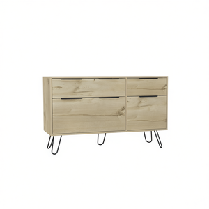 Cómoda Augusta de Roble Claro con 4 Cajones y Patas de Horquilla, Mueble Moderno para Dormitorio - Product Image 1