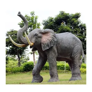 Jingujin New Stock Chegada elefante fibra escultura natividade set para rua