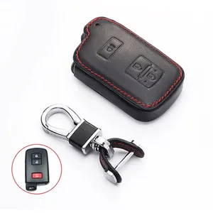 Leather Car Key Case ring Keychain Accessories For Camry Tacoma Land Cruise 2016-2017 Smart Keyless Remote Fob Protect Cover Bag