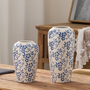Vase de table en céramique <span class=keywords><strong>bleu</strong></span> et blanc Art Déco, nouvelle collection, pot de fleurs hydratant, décoration pour salon et entrée - Product Image 4
