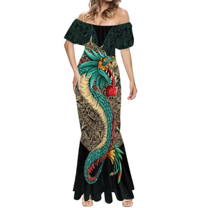 Robe longue sirène ajustée pour femme à motif personnalisé, style sexy <span class=keywords><strong>aztèque</strong></span> mexicain, avec décolleté bustier, idéale pour les cocktails - Product Image 2