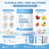 Capsules prébiotiques et probiotiques pour femmes, marque privée OEM, 20 milliards d'UFC, véganes, pour le confort digestif et le soutien immunitaire, complément alimentaire
