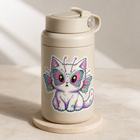 Autocollant personnalisé drôle de chat de dessin animé, autocollant psychédélique amusant, autocollant en vinyle découpé sur mesure, autocollant imperméable pour bouteilles d'eau
