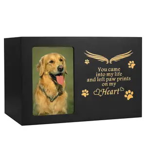 Memorial Keepsake Bamboo Dog Cat Urn With Photo Frame Pet Memorial Urn For Ashes Cat Dog Memory Box