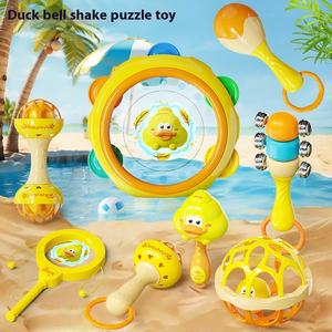 Baipa petit canard jaune doux bébé <span class=keywords><strong>hochet</strong></span> 0-1 an dent gomme sable marteau apaisant jouet PC plastique <span class=keywords><strong>hochet</strong></span> dans une boîte-cadeau - Product Image 3