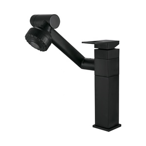 Phổ biến quý ông đen 360 độ xoay 304 thép không gỉ lưu vực Mixer vòi với hai chế độ xả nước vòi - Product Image 1