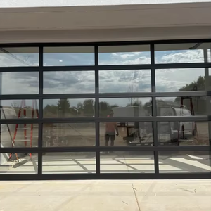 Porte de <span class=keywords><strong>garage</strong></span> sectionnelle moderne en verre, à vue complète, pliante, avec portillon piétonnier – <span class=keywords><strong>Prix</strong></span> - Product Image 1