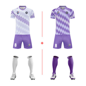 Maglia da <span class=keywords><strong>Calcio</strong></span> Bicolore Viola e <span class=keywords><strong>Bianca</strong></span>, Unisex, Elastica e Comoda, Personalizzabile per Club e Squadre, Direttamente dalla Fabbrica - Product Image 1