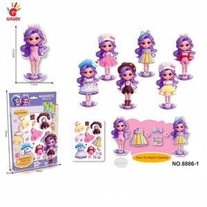 ของเล่นแม่เหล็กสำหรับเด็กผู้หญิง <span class=keywords><strong>ตุ๊กตากระดาษ</strong></span>การ์ตูนพร้อมชุดแม่เหล็ก ของขวัญเสริมพัฒนาการสำหรับเด็ก - Product Image 3