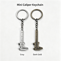 Porte-clés mini calibre en bronze antique, pendentif règle vernier plaqué argent, breloque fantaisie portable, commande en gros