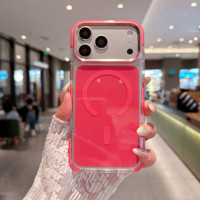 Étui de téléphone magnétique brillant de couleur unie de qualité supérieure pour iPhone 17 16 Pro Max 15, protection de l'appareil photo, antichoc, coque arrière transparente en TPU
