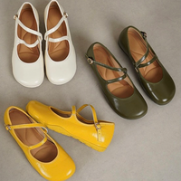 Chaussures décontractées en cuir pour femmes à talon bas, confortables, à boucle double horizontale, couleur unie, bout rond, idéales pour le quotidien et le shopping