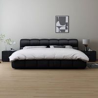 Italienisches Schwarzes Bubble-Leder Stauraumbett Hydraulisches Trennwand-Stauraumbett Doppelbett für Hauptschlafzimmer