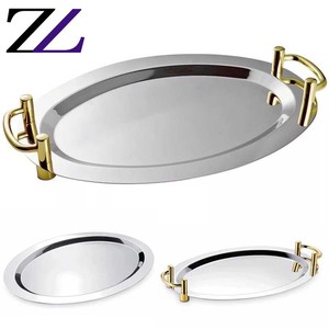 Commercio all'ingrosso piatto di frutta in acciaio inox da pranzo piatti set di stoviglie da cucina buffet plateaux miroir di verdure piatto di <span class=keywords><strong>cioccolato</strong></span> - Product Image 3