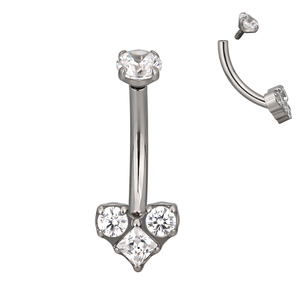 GZN Flower's New 16G Titanium Curved Barbell Marquise CZ Button Zircon Prong Wedding Engagement Body Jewelry para niños adultos - Product Image 4
