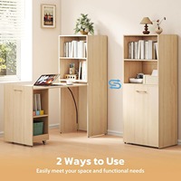 Direct van de fabriek: opvouwbaar, compact L-vormig bureau met planken en wielen voor kleine ruimtes en thuiskantoren