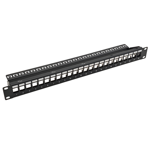 High-Quality Steel 19" 1U Rack-Mount STP Patch Panel - 24 Port RJ45 CAT5E/CAT6/CAT6A Blank Panel