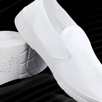 Sepatu Cleanroom Pabrik Pengolahan Makanan Bernapas, SPU Putih, Sepatu Anti-Statik Berbahan Mesh Seluruhnya dengan Mid-Cuff - Sepatu Kerja Jiachuang
