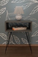 Table de Chevet Moderne et Contemporaine avec Étagères de Rangement, Panneau Ouvert, Plateau en Bois Écologique Durable, Meuble de Chambre en Panneaux de Particules et Métal