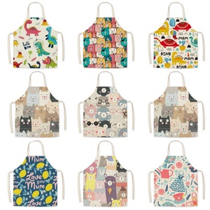 Wholesale OEM <b>Work</b> <b>Apron</b> Funny Cartoon Linen-Like Fabric Parent-Child Kitchen Set Reusable Sleeveless Adjustable Waist Multiple - Product Image 4