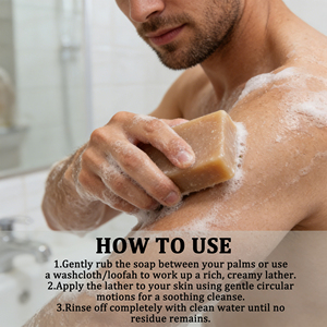 Savon en barre au <span class=keywords><strong>lait</strong></span> <span class=keywords><strong>de</strong></span> chèvre marque privée, nourrissant et <span class=keywords><strong>exfoliant</strong></span> à l'avoine pour une hydratation apaisante et un nettoyage doux - Product Image 4