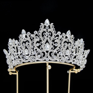 Couronne de mariée de luxe Fashion Rosa Bessie, en or et argent, avec de grands cristaux et strass, pour femmes, anniversaire, concours de beauté, mariage - Product Image 2