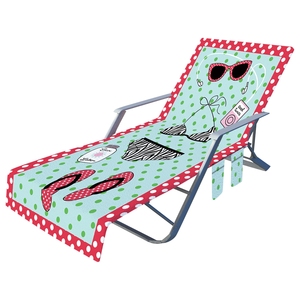 Di alta qualità copertura della sedia in microfibra reclinabile con tasca laterale <span class=keywords><strong>per</strong></span> prendere il sole imbracatura copre <span class=keywords><strong>lettino</strong></span> telo da spiaggia - Product Image 1