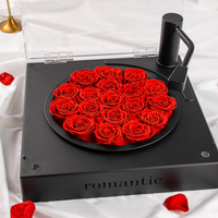 Ewige Rosenblüten-Schallplattenspieler-Dekoration, echte Blumen, Musikbox mit Bluetooth-Audio, Geschenk für Freundin, Liebesgeständnis, Geburtstagsgeschenk
