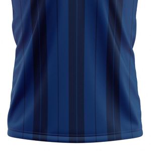 Camiseta de Fútbol Retro Personalizada de Alta Calidad con Cuello Redondo y Botones, Color Azul Oscuro con Rayas, Unisex, 100% Transpirable, Manga Corta - Product Image 6