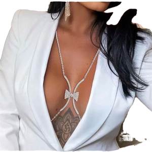 Chaîne de corps sexy et romantique en alliage doré, style harnais croisé, avec pendentif étoile, pour bikini et plage, chaîne de taille et de ventre, style bohème avec nœud - Product Image 1
