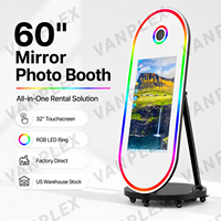 Photomaton ovale professionnel 60" 32" avec écran tactile, miroir magique, machine à selfie, appareil photo reflex numérique et imprimante pour location de mariage