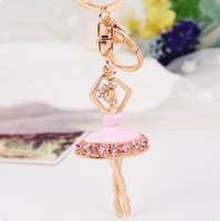 Porte-clés Ballerine en Cristal, Anneau de Clé Fille Danseuse de Ballet, Breloque de Sac en Métal avec Strass, Pendentif Perle, Vente en Gros, Porte-clés Danse Ballet