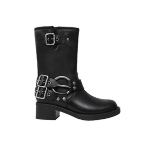 Botas de Motociclista Estilo Coreano, Retro Británico, Moda Otoñal, Plataforma con Tachuelas y Correa, de Piel de Oveja, Sin Cordones, para Mujer - Product Image 1