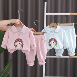 Ingrosso personalizzato carino cartone animato bambina 2 pezzi abbigliamento per bambini Casual collo a manica lunga pantaloni lunghi realizzati - Product Image 4