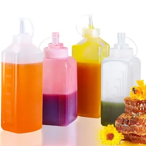 Garrafa plástica de grande capacidade para apertar molho e garrafa de apertar xarope de mel e óleo