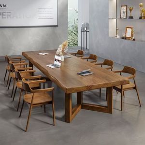 Mesa de Conferencia de Madera Maciza, Rectangular, para Oficina, Comercial, Mesa de Negociación, Diseño Moderno y Minimalista - Product Image 1