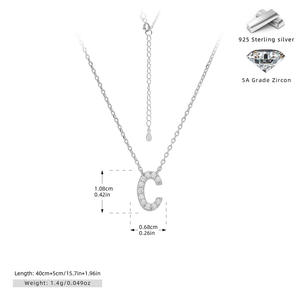 Collier initial en argent plaqué 925 avec chaîne cubaine et pendentif en zircon cubique, style breloque alphabet personnalisé et tendance - Product Image 5