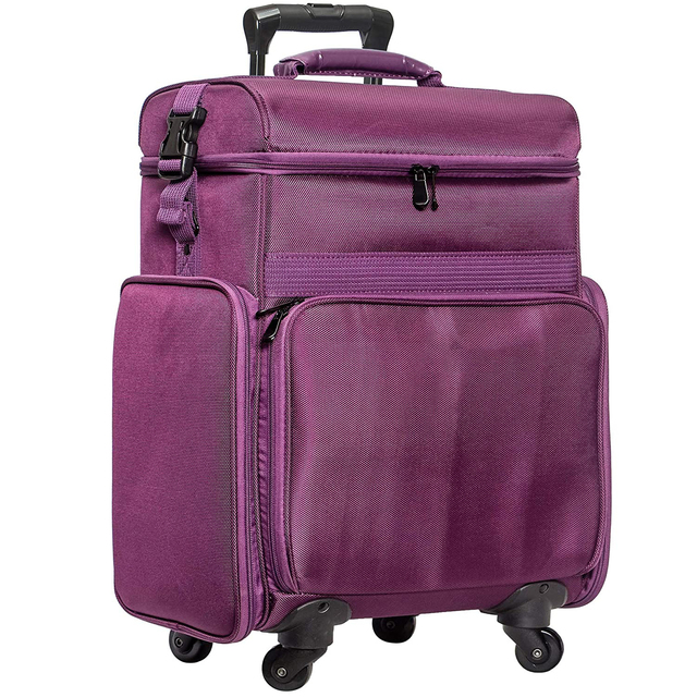 Soft Rolling Makeup Trolley Case - Multi Compartment With Laptop Holder Makeup Trolley Bag