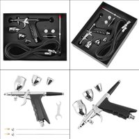 Kit aérographe à double action en cuivre BT-166BK, gâchette de précision, alimentation par gravité, 3 embouts, pulvérisation professionnelle écologique