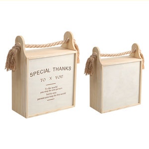 Factory Outlet Natural Color Custom Sliding Lid Wedding <strong>Gift</strong> <strong>Large</strong> Wood <strong>Gift</strong> <strong>Box</strong> With Hemp Rope Handle Wooden <strong>Gift</strong> <strong>Box</strong> - Product Image 5